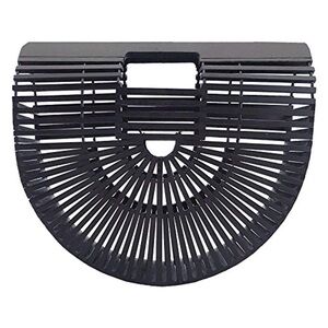 Black Bamboo Half-Moon Handbag